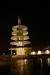 The Peace Pagoda at night.